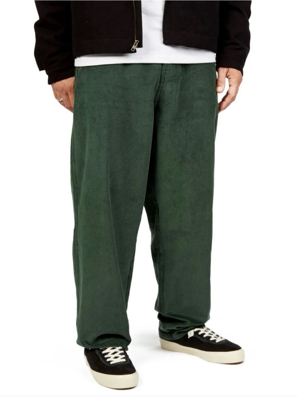 GREEN BAGGY TAPER CORDUROY PANTS